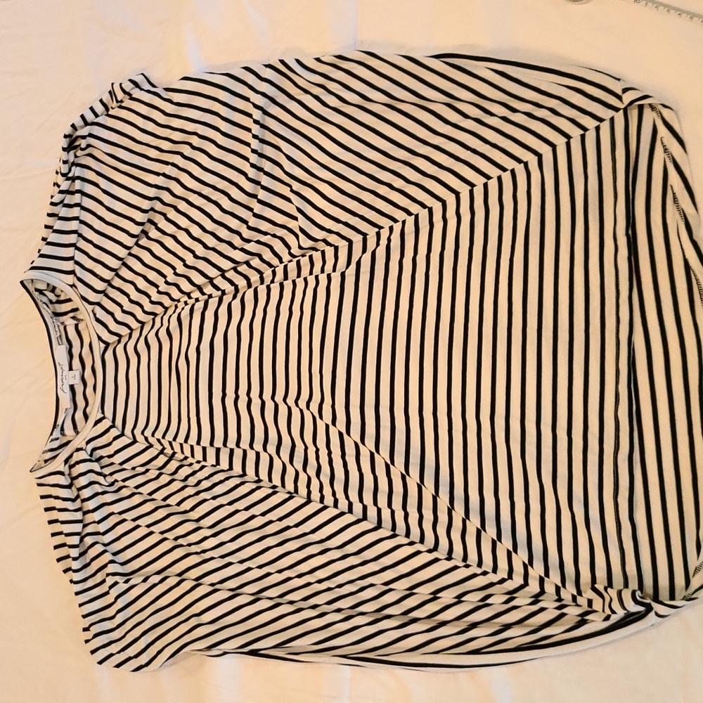 Foxcroft Small Black & White Striped Blouse